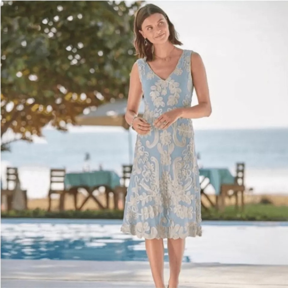 Sundance Cameo Mesh Overlay Dress Light Blue SMALL